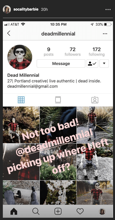 The Dead Millennial Instagram Throws Serious Shade At Pretentious Social Media Influencers